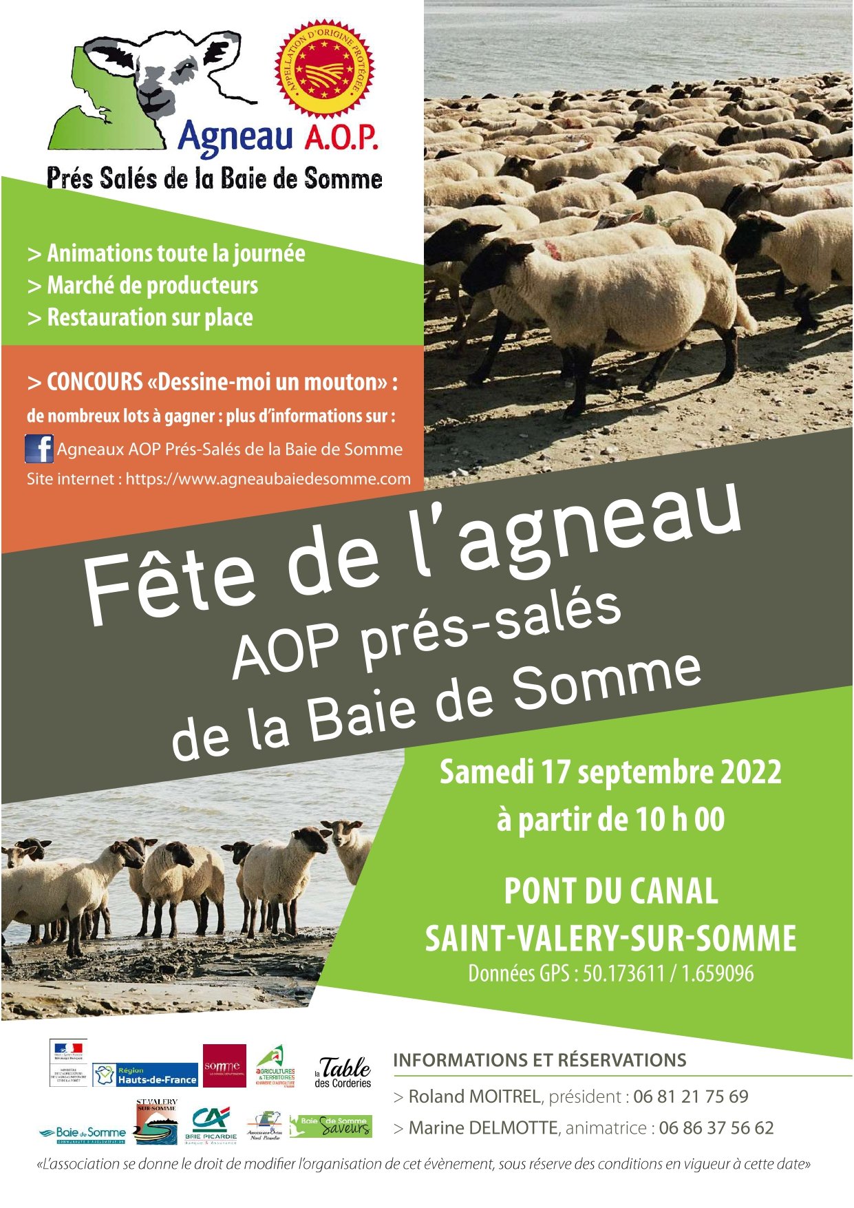 C'est la Fête de l’agneau AOP Prés-salés de la Baie de Somme, samedi 17 septembre 2022 à partir de 10 heures.